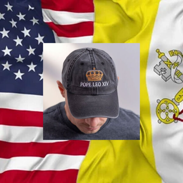 Embroidered Pope Leo XIV Washed Hats, Embroidered Hat