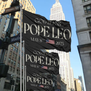God Bless Pope Leo Funny Pope Leo XIV Flag