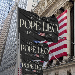 God Bless Pope Leo Funny Pope Leo XIV Flag