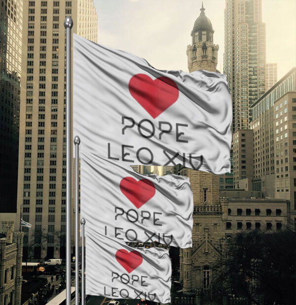 I love Pope Leo XIV heart Flag