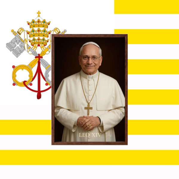 Inspirational Matte Vertical Poster of Pope Leo XIV, Religious Art Print