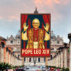 Pope Leo XIV Wall Art Red Gold Campaign Style Poster