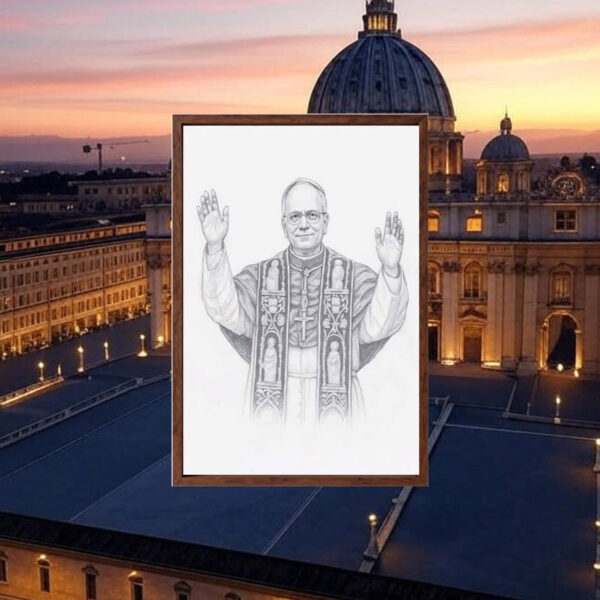 Vintage Papal Sketch Print - Robert Prevost Portrait Poster